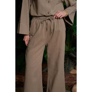 Women's Palazzo Linen Trousers Casual Wide-Leg Baggy Pants with <b>Elastic</b> <b>Waist</b> XL Size Canvas Closure Type - Product Image 2