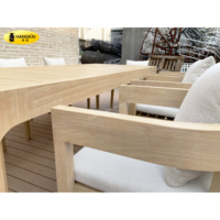 Juego de Mesa y Sillas de Comedor Rústicas de Madera de Teca de Fábrica para Exterior/Patio/Jardín/Villa