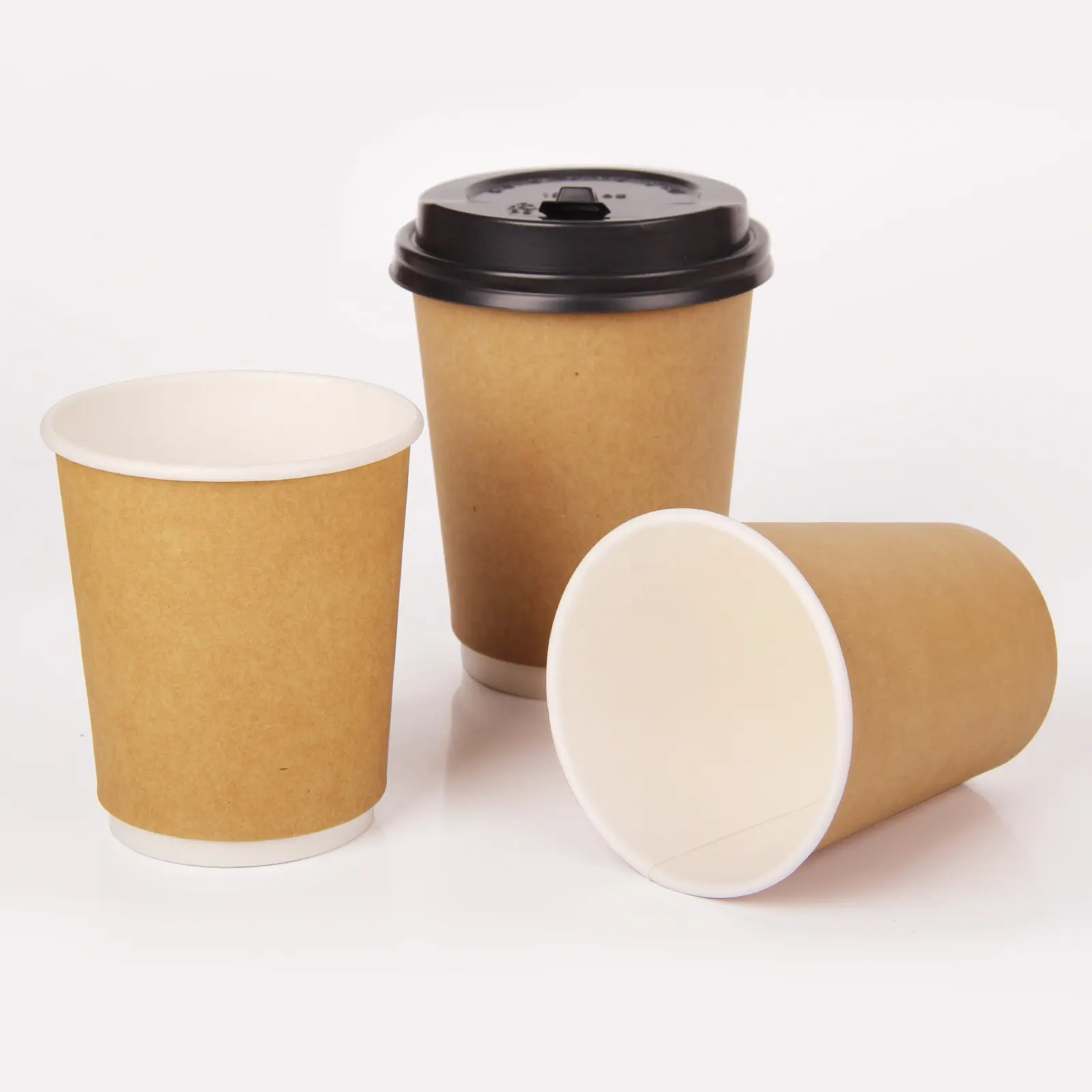 Vasos de papel desechables de doble pared para café caliente y té, con revestimiento de PLA Compostable, respetuosos con el medio ambiente, 100%, venta al por mayor