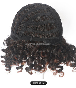 Vendite calde Parrucca corta da 12 pollici scoppi grandi e rimbalzanti capelli sintetici crespi ricci e morbidi resistenti al calore, tra cui pizzo umano - Product Image 4