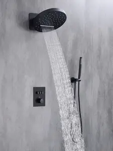 Cabezal de ducha de montaje en pared, mezclador de lluvia, Sistema de ducha termostático, grifo oculto, juego de ducha de cascada para baño, acero inoxidable