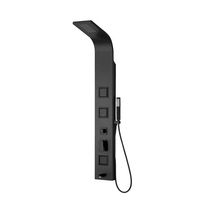 Colonne de douche en acier inoxydable noir mat avec jets de corps en céramique, thermostatique, effet pluie, massage, luxe – Meilleures ventes