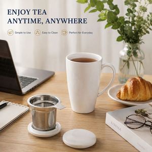 Custom Logo Dishwasher Microwave Safe 15Oz Gifts Porcelain <b>Infuser</b> and Lid <b>Tea</b> <b>Mug</b> With Handle - Product Image 6