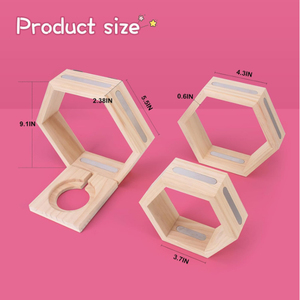Étagère hexagonale Tonie pour Toniebox Starter Tonie Étagère murale Lot de 3, étagères flottantes magnétiques en bois pour rangement Tonie - Product Image 3