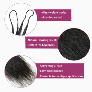Uncinetto estensione dei capelli uncinetto capelli umani senza nodo invisibile piuma con stringa nel mezzo Pre separato fornitore - Product Image 6