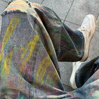 MC BUILD, fabricant de jeans en denim sur mesure, designer de jeans surdimensionnés délavés avec effet de peinture éclaboussée
