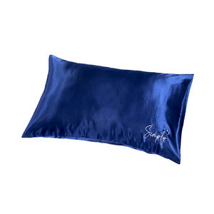 ปลอกหมอนผ้าซาตินโพลีเอสเตอร์100% สีน้ำเงินเข้มสำหรับผมและผิวหนังปักโลโก้ตามสั่ง - Product Image 2