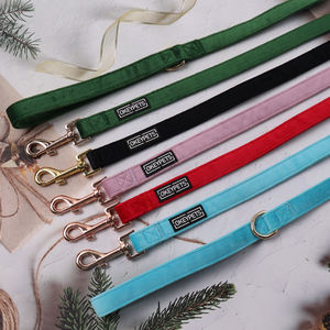 Okeypets, venta al por mayor, correa para perro con logotipo privado personalizado de terciopelo colorido con gancho de Metal para entrenar, caminar y correr - Product Image 2