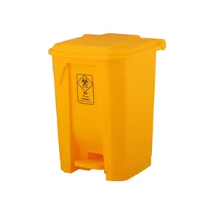 Grosir 30L PP Mobile Medis Pedal Plastik Tempat Sampah Tempat Sampah Wadah Limbah untuk Rumah Sakit