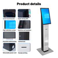Terminal de commande et de paiement avec écran LCD de 15,6 pouces, kiosque en libre-service avec lecteur de QR code/lecteur de reçus pour restaurant de restauration rapide