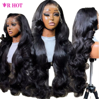 Perruque frontale complète HD en cheveux humains naturels indiens vierges, ondulés, de 38 à 40 pouces, avec dentelle 13x4, pour femmes