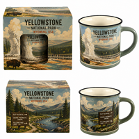 Mug en céramique avec boîte cadeau, logo personnalisé, monuments américains, tasse à café en porcelaine, vente en gros