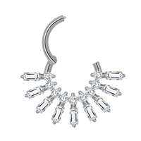 Anneau segmenté articulé en titane ASTM F136 avec zircon serti à griffes en forme de feuille, bijoux pour le nez en titane