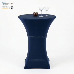 Housse de table ronde extensible en spandex noir de 120 pouces, résistante à l'eau, résistante à la chaleur, écologique, durable, pour mariage - Product Image 1