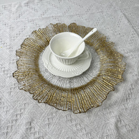 Assiettes de présentation dorées transparentes en plastique de 13 pouces pour décoration de mariage – Vente en gros