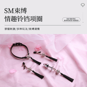 Collier à clochette pour chat, plug anal en métal, pince à tétons, jouet de stimulation pour adultes, pour l'entraînement des esclaves féminines - Product Image 3