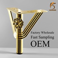 Pieds de canapé sculptés de luxe style baroque, en fer laqué laiton poli, 15 cm, échantillonnage rapide, quincaillerie pour meubles OEM