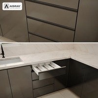 Armoire de cuisine en forme de U, portes en acrylique au design minimaliste, rangement par tiroirs, fournitures pour projets domestiques et boîtes d'armoires en MDF