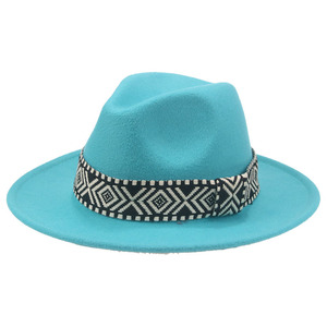 Chapeau à large bord Printemps-Automne, style Jazz européen et américain, avec nœud et ruban carré, pour festival et spectacle - Product Image 3