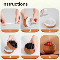 Humidificateur d'air électrique portable Volcano 300 ml, diffuseur d'huiles essentielles à brume froide USB avec veilleuse pour la maison et l'hôtel, aromathérapie