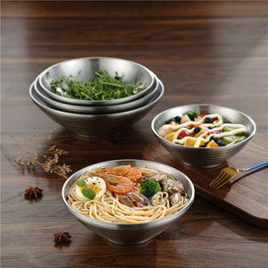 304 Stainless Steel Conical Bowl Double Layer For Noodles Ramen Soup Home Use - Product Image 2
