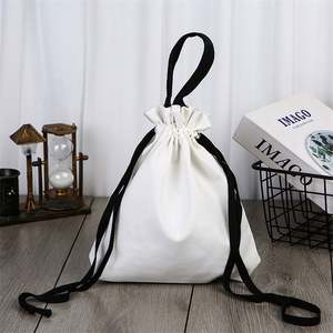 Custom Eco Friendly Organic Muslin Cotton Pouch Promotional Small White Calico Cloth <b>Canvas</b> Drawstring Bag With Logo Printed - Product Image 3