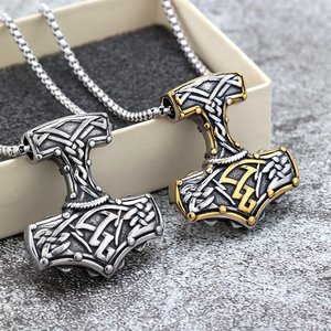 yunnique Vintage Stainless Steel <b>Thor's</b> Hammer Pendant Unisex Viking Charm Necklace Gift Jewelry - Product Image 1