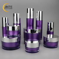 Ensembles d'emballages cosmétiques 15ml 30ml 50ml, pot en acrylique et bouteille en plastique transparente personnalisée avec couvercles pour crèmes et produits de soin de la peau