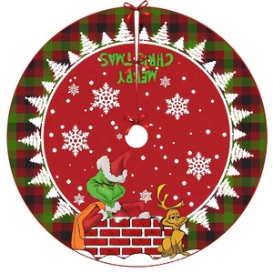Grinch Christmas Cartoon Polyester Eco-Friendly Festive Decoration Prop Christmas Tree Skirt Premium Holiday Decorative <b>Mat</b> - Product Image 3