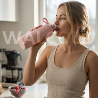 Bouteille isotherme à double paroi en acier inoxydable sans BPA, à col étroit, avec poignée, forme cola, gourde sportive sous vide