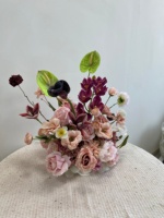Susunan Bunga Pernikahan Mewah Warna Pink Debu, Bunga Anggrek Sutra Buatan 30cm, Bola Bunga Pink untuk Dekorasi Meja Pernikahan