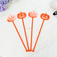 Fantaisie Orange Acrylique Boisson Agitateurs Cocktail Bar Remuer Laser Coupe Citrouille Forme pour Halloween Party Banquet