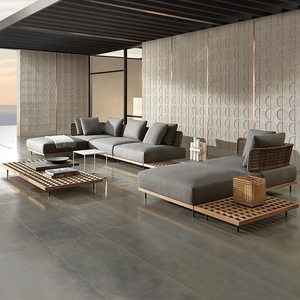 Jardin extérieur Villa hôtel en rotin canapé <span class=keywords><strong>Patio</strong></span> tous temps étanche ensemble cour balcon teck loisirs meubles - Product Image 2