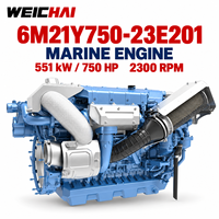 Mesin Diesel Laut Kecepatan Tinggi Weichai 6M21 Seri 750hp 2300RPM 6M21Y750-23E201 untuk Kapal Pesiar dengan Sertifikat IMO