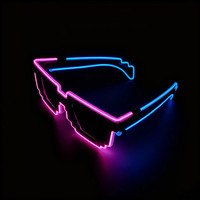 Logo kustom kacamata Pesta LED Pixelated kacamata Neon kawat EL menyala untuk Hari Valentine perayaan Ramadan Thanksgiving