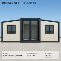 Maison conteneur extensible de 20 pieds à 2 chambres avec cuisine et salle de bain, structure en acier entièrement galvanisé pour l'aménagement de jardin