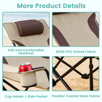 Chaise de plage en toile Oxford kaki ultra-légère, chaise de réalisateur portable en métal pour la pêche et le camping en plein air