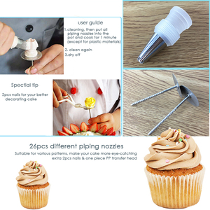 29 PCS Cake <strong>Decorating</strong> <strong>Kit</strong> with Piping Nozzles Baking Accessories Tool Set for Cake Cookies <strong>Biscuit</strong> Mousse in Storage Box - Product Image 4