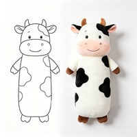 Coussin en peluche long et doux en forme de vache de dessin animé, design OEM, unisexe, avec rembourrage en PP, couleur personnalisable, idée cadeau