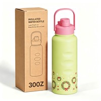 Bouteille d'eau en acier inoxydable à double paroi sous vide, thermos sportif isolé sous vide en acier inoxydable avec couvercle à large ouverture