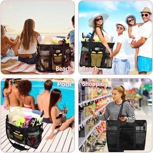 Sac de plage en filet personnalisé - Grand sac fourre-tout pour la famille avec poche zippée pour les jouets de piscine et les essentiels de vacances à la plage - Product Image 5