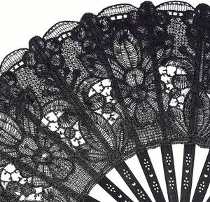 Abanico de mano portátil al por mayor, de encaje, estilo floral pintado, plegable, de plástico, para baile - Product Image 4