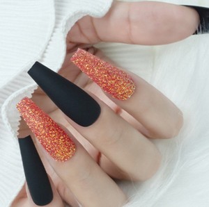 Abs très long ballerine cercueil coloré givré <span class=keywords><strong>faux</strong></span> <span class=keywords><strong>gel</strong></span> acrylique bâton sur <span class=keywords><strong>ongles</strong></span> presse-on ensembles en vrac - Product Image 6