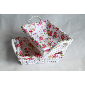 Panier de rangement en tissu floral, panier rectangulaire en coton tissé pour fruits et articles divers - Product Image 5