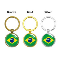 Porte-clés drapeau national de 287 pays, en laiton argenté et doré, avec cabochon en verre, cadeau promotionnel