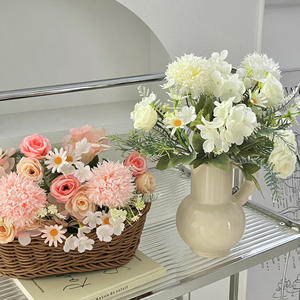 Flores Artificiales, Rosas de Seda, Hortensias, Naranja, Amarillo, Rosa, Accesorios para Fotografía de Bodas al Aire Libre, Decoraciones para el Hogar - Product Image 2