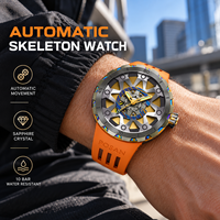 Großhandel Luxus Herren Automatik-Mechanische Uhr Damaszener Titan-Gehäuse Chronograph Tourbillon Skelett Wasserdicht Silikonarmband