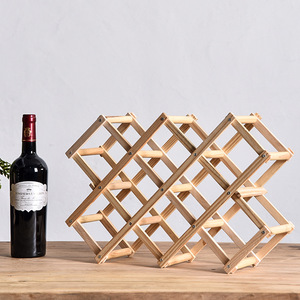 Estante de madera para almacenamiento de vino, estante de exhibición para encimera apilable de madera, soporte plegable para botellas de vino y Mesa - Product Image 5