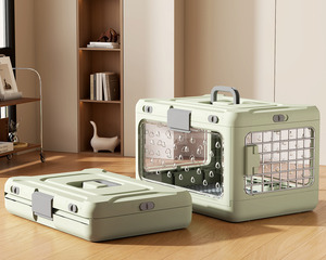 Cage de transport pliable, respirante, portable, en plastique, grande taille, approuvée par les compagnies aériennes, pour chiens et chats, livraison rapide, en vente - Product Image 6