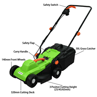 Vertak 1200W personnalisé filaire petite tondeuse à gazon pas cher bas prix main pousser coupe-herbe 3 hauteur de coupe réglable pour le marketing